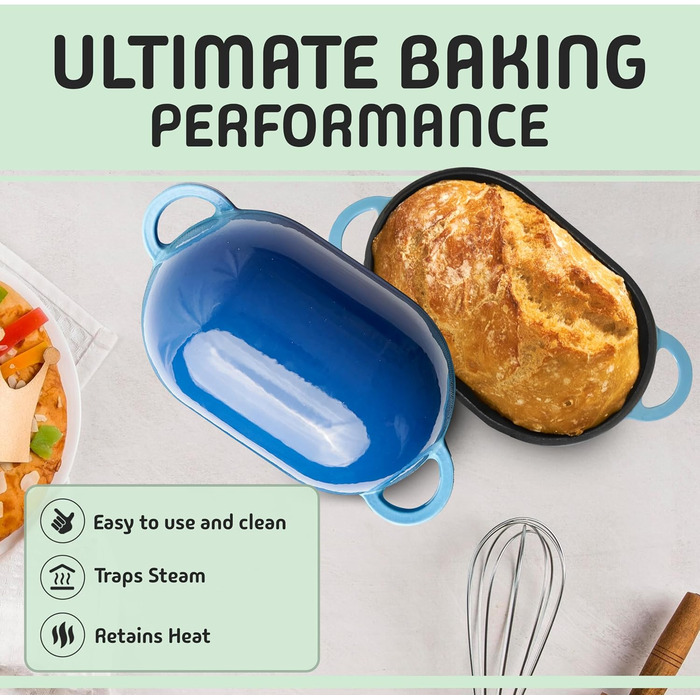 Набір для приготування хліба ручної роботи LoafNest: Dutch Oven з чавуну (2 літри) та силіконовий вкладиш. (Тільки горщик, без вкладиша)