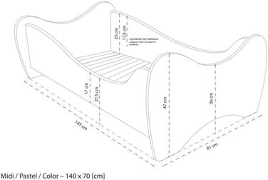 Ліжечко, молодіжне ліжко з матрацом, випадання, рейковий каркас, 140x70, 160x80 чорний (140x70см)