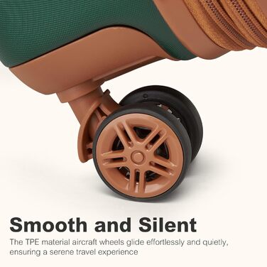 KONO Чемодан-Тролей середнього розміру, валіза для подорожей з ABS+PC, жорсткий корпус, 4 колеса, TSA замок (L) (65см, темно-зелений/коричневий)