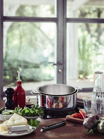 Каструля Lagostina Salvaspazio з нержавіючої сталі 18/10, діаметр 24 см, для всіх типів плит та духовок до 250°C, складна, з тришарим дном Lagotherm