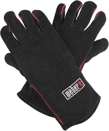 Шкіряні жаростійкі рукавички для гриля Weber чорні