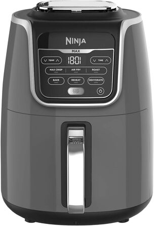 Фритюрниця повітряна Ninja AF160UK MAX, 5.2 л, 6-в-1, без олії, Air Fry, Max Crisp, для смаження, випікання, розігріву, дегідратації, для великої сім'ї, цифрова, приготування з заморожених продуктів, з антипригарним покриттям