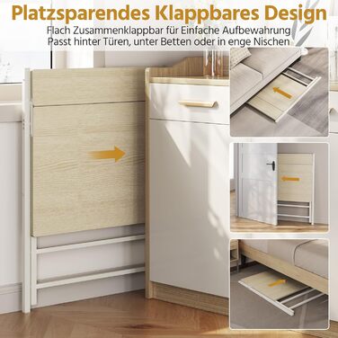 Злагоджений стіл Yaheetech Klappbar, 80 см, комп'ютерний стіл з полицею, двоступінчастий робочий стіл з підставкою для монітора, стіл для ноутбука для домашнього офісу/маленьких кімнат/вітальні, білий/80 см Д × 50 см Ш, білий (світлий колір дерева, 106.5x