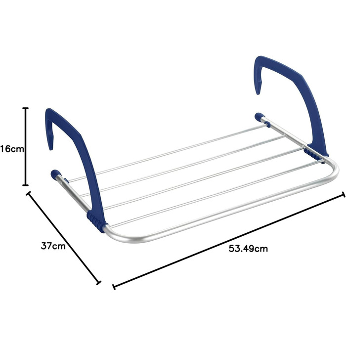 Балконна сушильна машина алюмінієва, стійка, регульована, без іржі, 53,5x16x37-48 см, для внутрішнього та зовнішнього використання