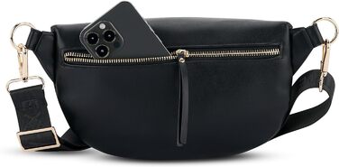 Поясна сумка Expatri Fanny Pack Women Black - Alice Medium - Сумка на пояс для фестивалю, подорожей та повсякденного життя з веганської шкіри - Нагрудна кишеня Стильний - Водовідштовхувальний