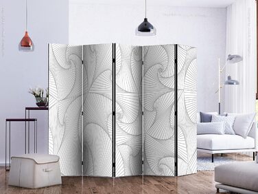 Екран-перегородка Murando 3D, абстрактний дизайн, сірий/білий, 225x172 см, 5 частин