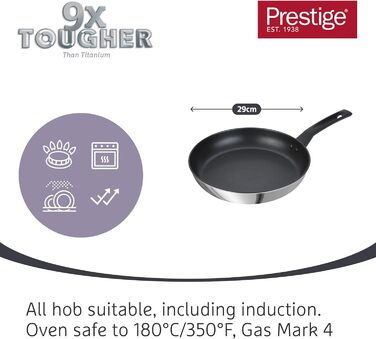 Сковорідки з нержавіючої сталі Prestige 9xT, 3 шт. , 21/25/29 см (сковорідка, 29 см)