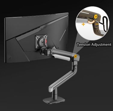 Кріплення для монітора NB Ergonomic Gaming, для широких моніторів 27-50 дюймів, навантаження до 18 кг, VESA 75/100 мм, Gun Black