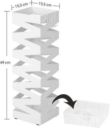 Підставка для парасольок Підставка для парасольок Піддон для крапель води та гачок Віддаються 49 см LUC16B (білий)