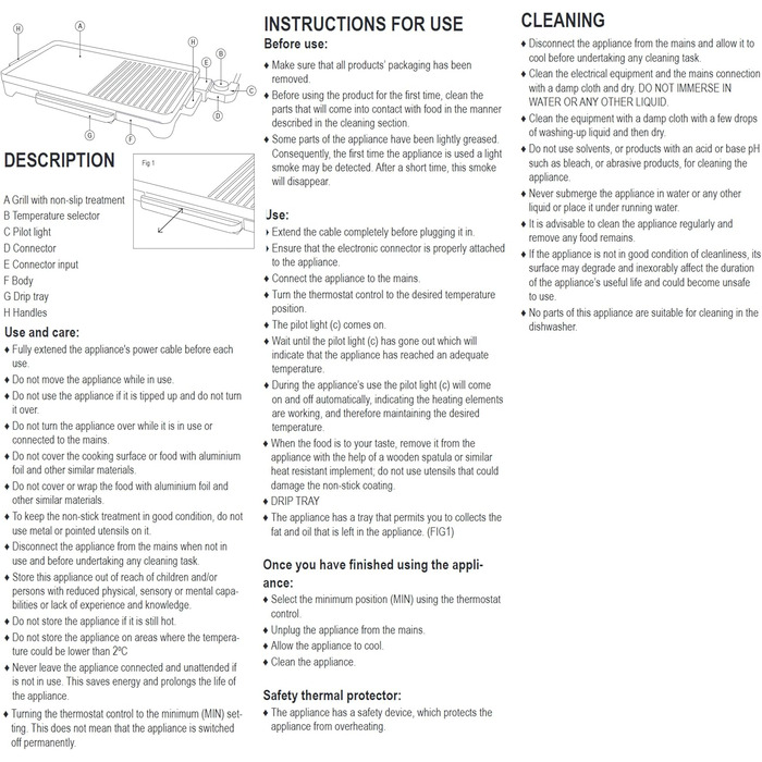 Електричний гриль-планка BLACK+DECKER BXGB2200E 2200W з регулюванням температури та антипригарним покриттям