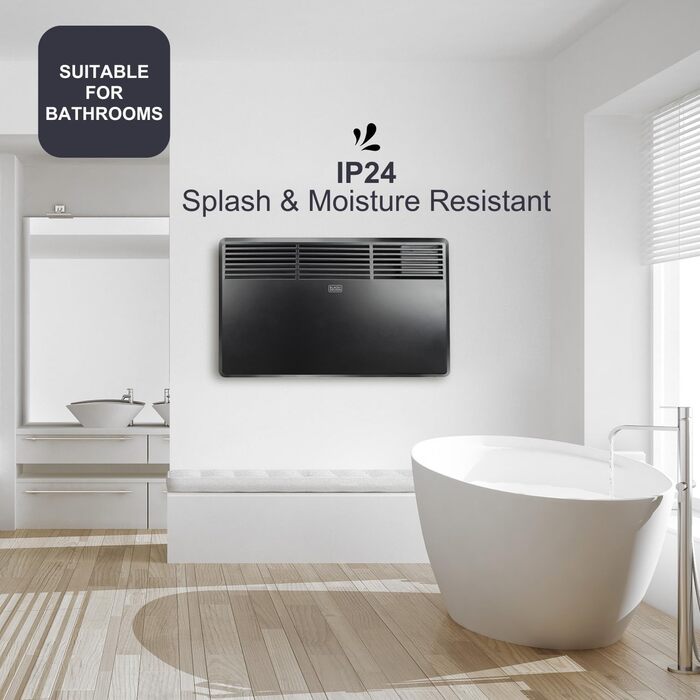 Конвектор BLACK+DECKER BXCSH1800E, 1800 Вт, чорний, з можливістю кріплення на стіну