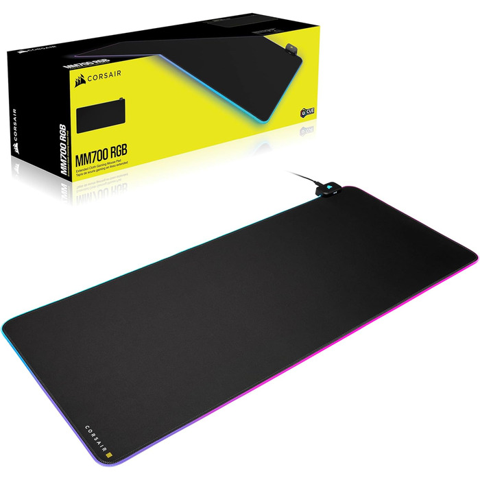 Килимок для миші Corsair MM700 RGB Extended - 930x400 мм - RGB підсвітка 360° - USB хаб - чорний