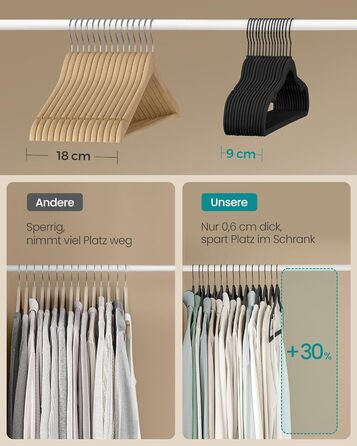 Плечики для одягу SONGMICS з оксамитовим покриттям, 20 шт., антиковзаючі, для краваток, 360° обертовий гачок, 0,6 см, економія місця, 43,5 см, для пальто, штанів, срібно-світло-зелені