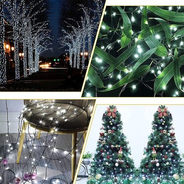 Чарівна гірлянда з мокследа Різдвяна ялинка - 350 світлодіодних гірлянд з функцією зберігання таймера, зелений кабель, водонепроникний 8 режимів різдвяні гірлянди для саду Різдвяна прикраса (Білий, 35 м)