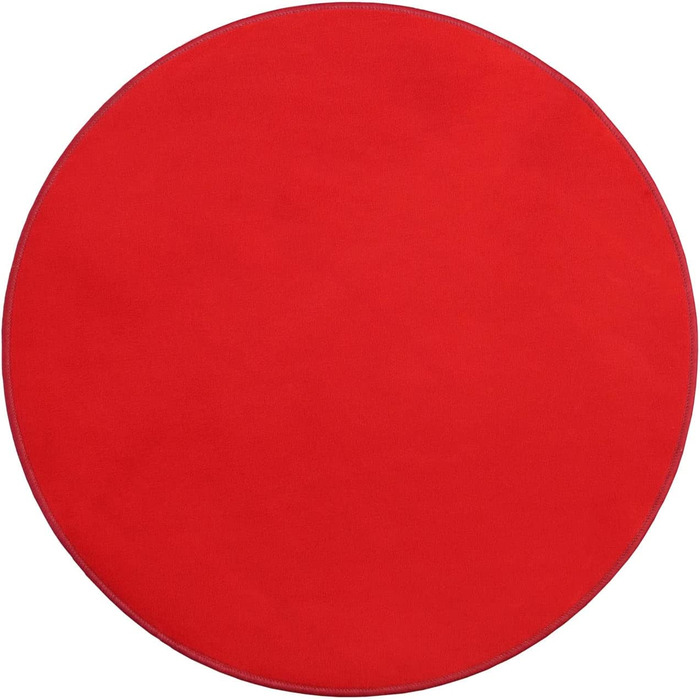 Ідеї Primaflor в текстилі дитячий ігровий килим однотонний коло сидінь-близько 100 см, велюровий килим з коротким ворсом для дитячих кімнат, дитячих садків і шкіл(близько 100 см, червоний)