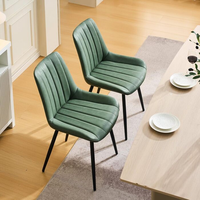 Набір обідніх стільців CLIPOP (4 шт), штучна шкіра, зелений, для кухні та вітальні