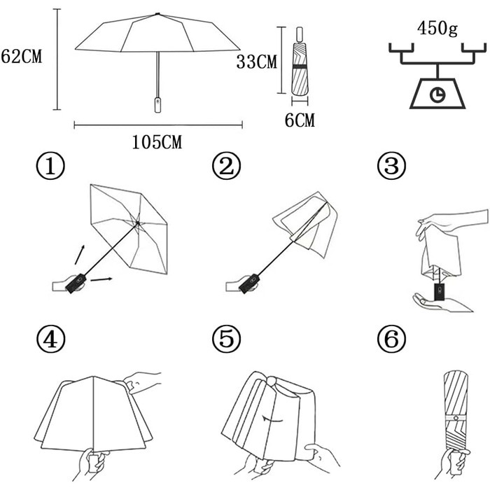 Компактна дорожня складна парасолька Maibar Stormproof Windproof з 24 ребрами для чоловіків та жінок (матча)