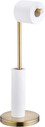 Окремо стояча підставка для туалетного паперу SHUNLI з запасом для зберігання, підставка для туалетного паперу з матового золота, диспенсер для носових хусток у ванній кімнаті, нержавіюча сталь SUS304 (золото)