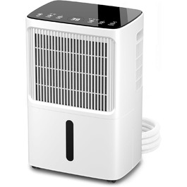 Електричний осушувач повітря з LED-дисплеєм, таймером та захистом для дітей | Осушує 16 літрів вологи на добу | Для приміщень до 70 м² | Енергоефективний осушувач з датчиком вологості | Білий