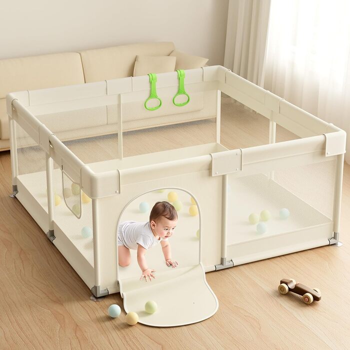 Дитячий ігровий майданчик Laufstall Baby 120x120 см - безпечний дитячий парканчик для малюків та дітей, 120x120 см (Бежевий)