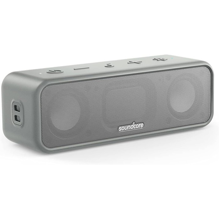Soundcore 3 Bluetooth Портативна Колонка, Стерео Звук, Titan Membrana, PartyCast, BassUp, 24 год. Акумулятор, IPX7 Вологозахист, Індивідуальний EQ, для Дому, на Відкритому Повітрі, Сад (Чорний)