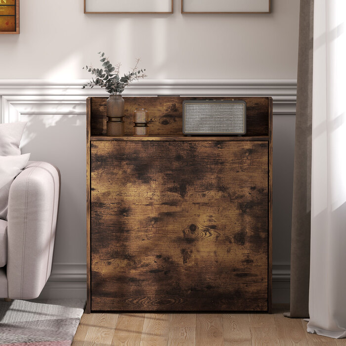 Стіл-трансформер з полицею, в індустріальному стилі, економний за місцем, ідеальний для маленьких приміщень, розмір 80x90x93 см, колір - рустикальний коричневий