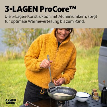 Набір кухонного посуду Campo Libre Enzo I з нержавіючої сталі для кемпінгу | Індукційний посуд для відпочинку на природі | Набір каструль та сковороди для кемпінгу | 6 предметів або (сковорода з покриттям - 24см)