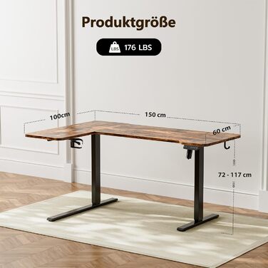 Регульований кутовий стіл Acrolix 150x100 см: електричний, для дому та офісу