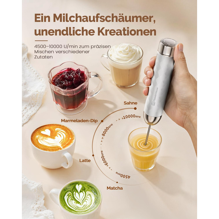 Електричний пінний міксер Maestri House LunaFro 2.0: бездротовий, з регулюванням швидкості та підставкою з нержавіючої сталі