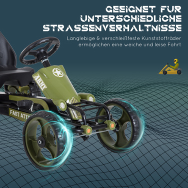 Дитячий карт Tretauto, каталка з ручним гальмом, модель Kettcar з регульованим сидінням, підходить для дітей від 3 років, колір зелений, розміри: 105 x 54 x 61 см