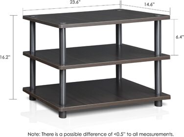 Тумба під телевізор Furinno з 3 полицями, дерево, чорний, 37.08 x 59.94 x 41.15 см (Еспресо/Чорний)