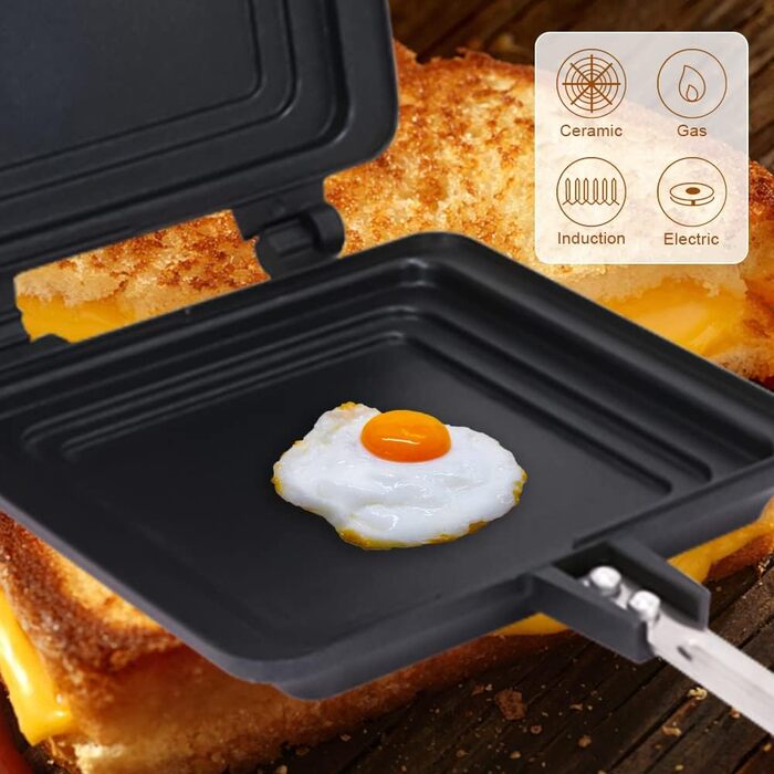 Двостороння сковорода Bobikuke, тостер, термостійка ручка, антипригарне покриття, сковорода, похідний тостер