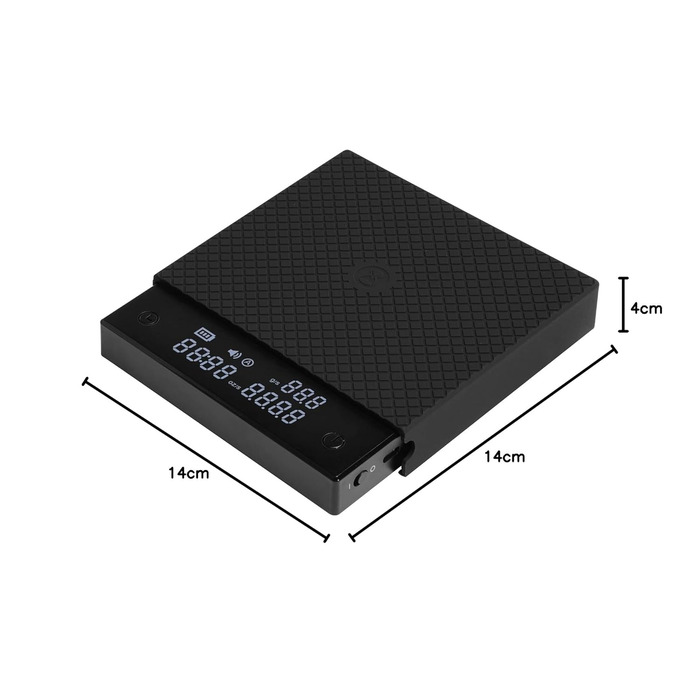 Ваги для кави TIMEMORE з таймером, контролем протікання, точність 0,1 г, автоматичний таймер, ємність 2000 г, чорний (Basic Pro)