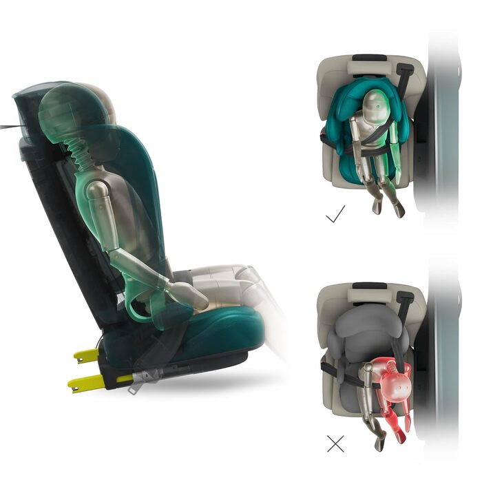 Автокрісло Kinderkraft UNITY 2 i-Size, 100-150 см, 3,5-12 років, регульована підголівник, AIR FLOW, 5 положень спинки, блакитне