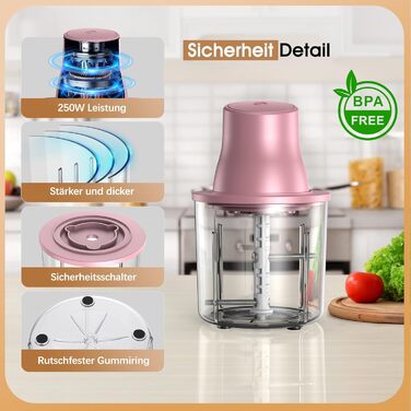 Електричний подрібнювач для кухні 1.5L, подрібнювач курки, овочів, фруктів, м'яса, для дитячого харчування, 250W