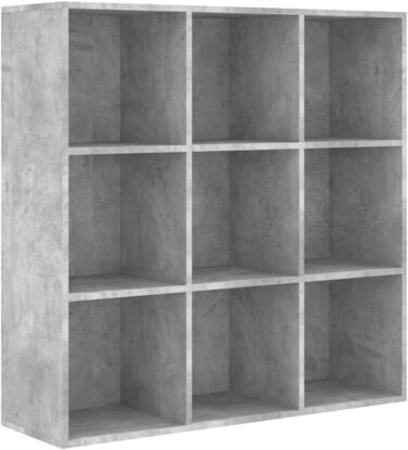Книжкова шафа з 9 відділеннями Стояча полиця Настінна полиця Офісна полиця Полиця для зберігання книжкової шафи Бетонно-сірий 98x30x98см Інженерна деревина