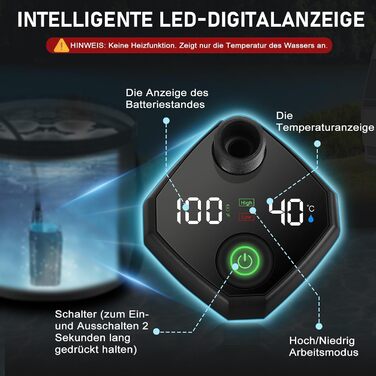 Портативна кемпінгова душа з акумулятором 6000mAh, 20L, з набором: душ, шланг 2м, для кемпінгу, відпочинку, автомийки, тварин. Чорний колір