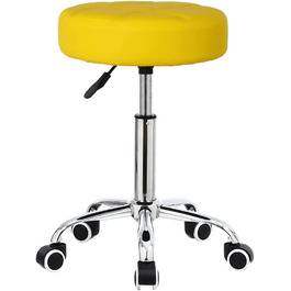 Стілець на коліщатках Kktoner Барний стілець офісний стілець робочий стілець регульований по висоті обертається зі шкірозамінника жовтий