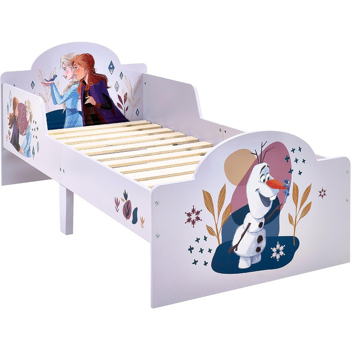 Ліжечко для малюків Disney Frozen, стабільна конструкція з ДСП, захисні бортики, ламелі, розмір 140x70 см (матрац не входить до комплекту)