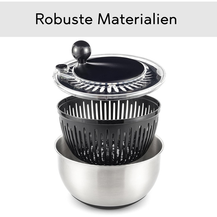 Салатниця-швидкоосушувач зі сталі нержавіючої, 4.5 л, з ручкою, BPA-free