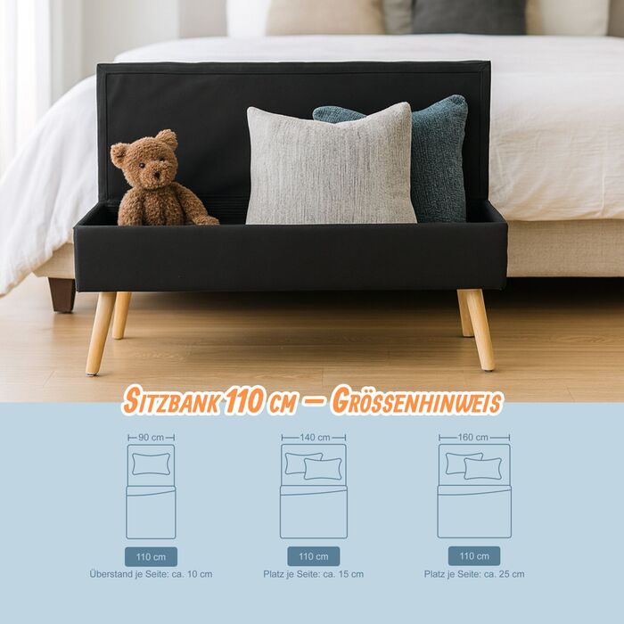 Лавка Relaxdays з місцем для зберігання, з текстурою льону