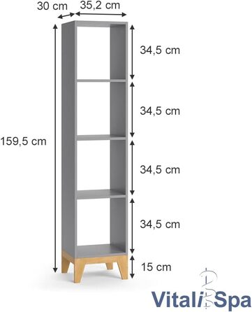 Дитяча полиця Malia, /Дуб, 35,2 x 159,5 см (Сірий)