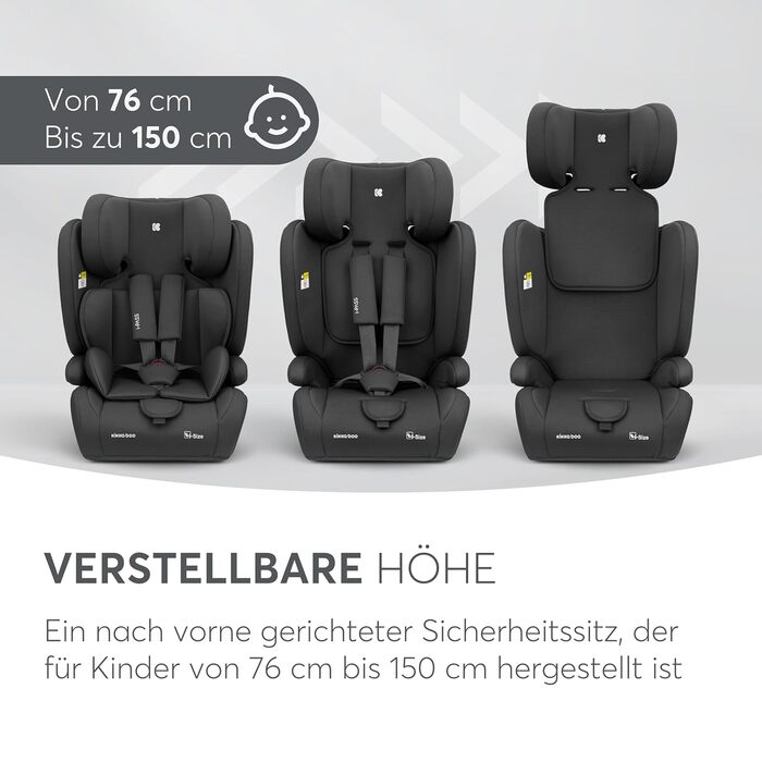 Автокрісло KikkaBoo 9-36 кг i-PASS, група 1/2/3, 1 рік - 12 років, i-Size, чорне