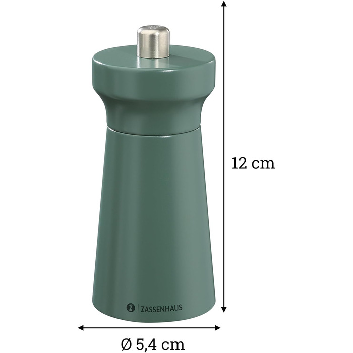 Пісок Zassenhaus WESTERLAND лакована деревина бука Букова фрезерна головка з плавним регулюванням високопродуктивної керамічної шліфувальної машини Подрібнювач спецій для солі 12 см, Ø 5,4 см (Pepper Mill, Deepforest)
