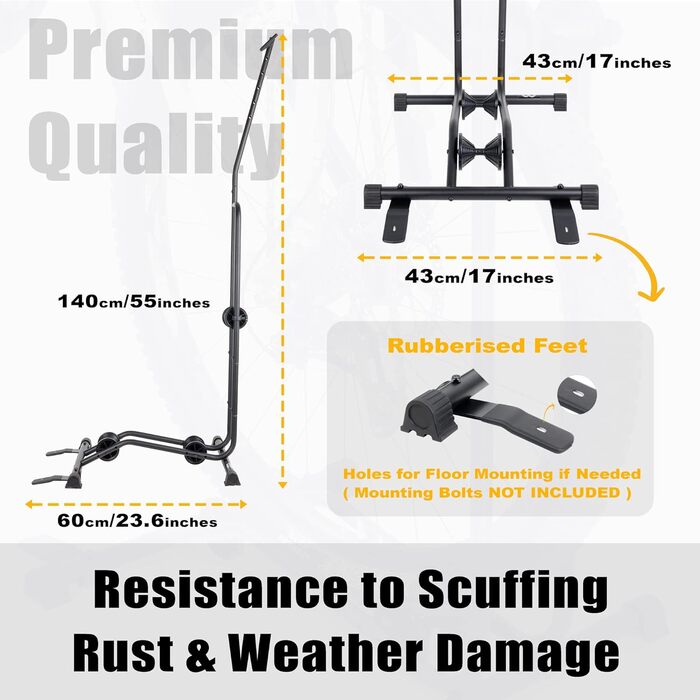 Вертикальна стійка для велосипеда CyclingDeal - високоякісна вертикальна та горизонтальна регульована паркувальна стійка для велосипедної підлоги - безпечна та надійна для зберігання шосейних велосипедів MTB у гаражі чи вдома - для коліс розміром до 29 Ve