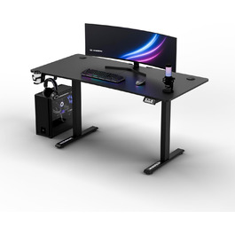 ULTRADESK Стіл для роботи та ігор, регулювання висоти, електричний, 140x68 см, чорний