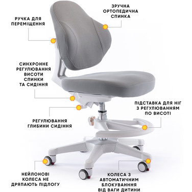 Дитяче крісло Evo-Kids Mio Classic Grey (арт.Y-405 G)