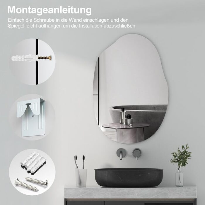 Дзеркало для ванної кімнати Spiegel Schwarz 40x60 см з металевим каркасом, прямокутне, для ванної, вітальні, спальні, гостьового WC