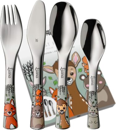 Дитячий столовий набір WMF Waldfreunde з гравіюванням імені - гарний дитячий набір посуду, подарунок на хрещення, персоналізований подарунок для дівчаток та хлопчиків від 3 років