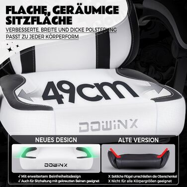 Ігровий крісло Dowinx з підніжкою, ергономічний геймерський крісло для ПК, комфортний крісло для дорослих, рожево-білий (чорно-білий)